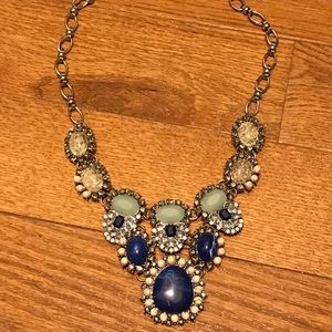 Blue stoned statement necklace